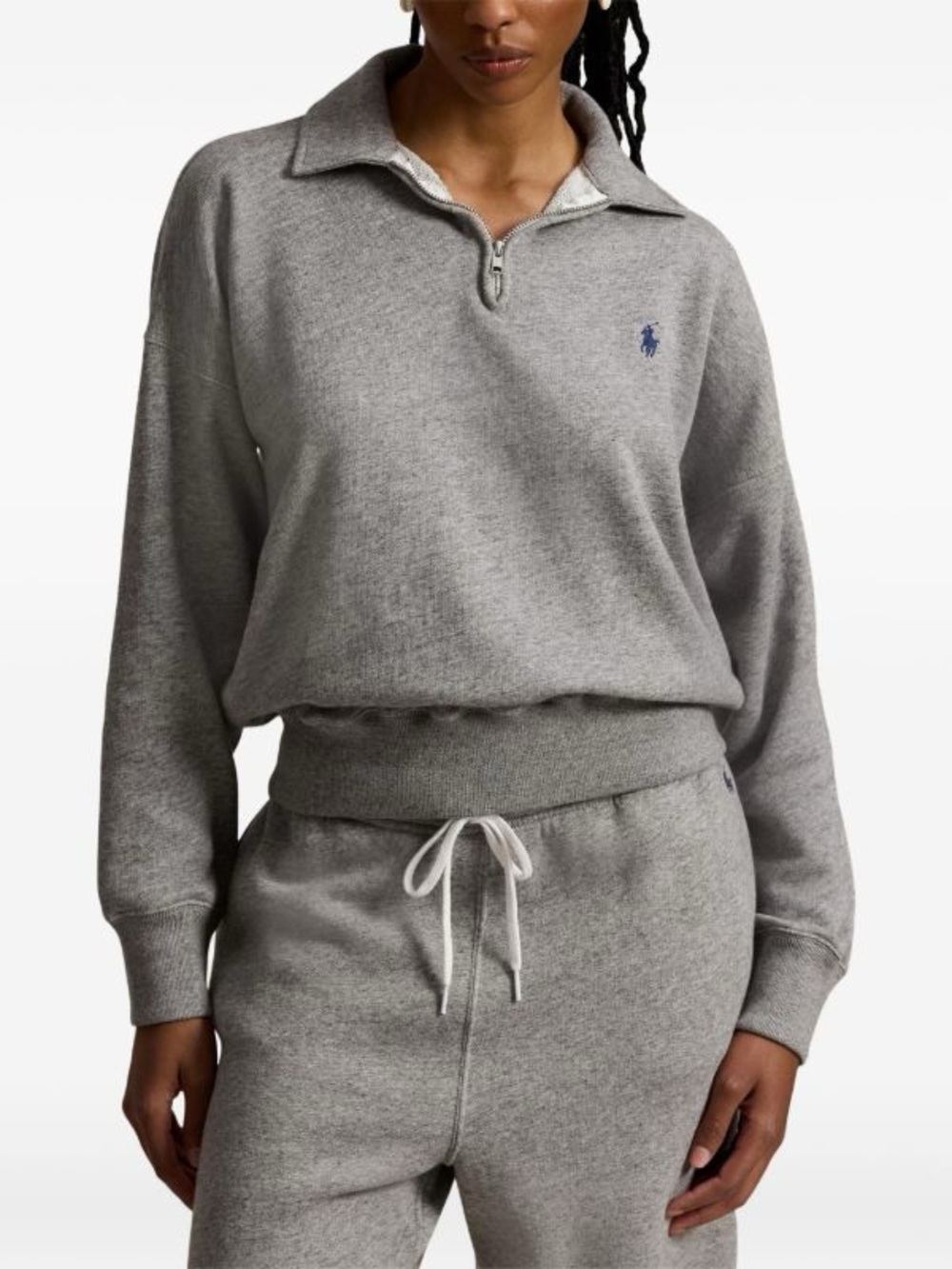 BUY NOW 💙 Ralph Lauren Light Gray Half-Zip Polo Sweater